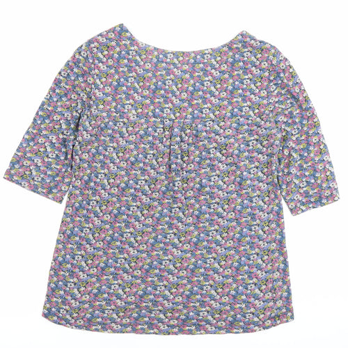 Mistral Women’s Multicoloured Floral Tunic Blouse L Cotton 3/4 Sleeve
