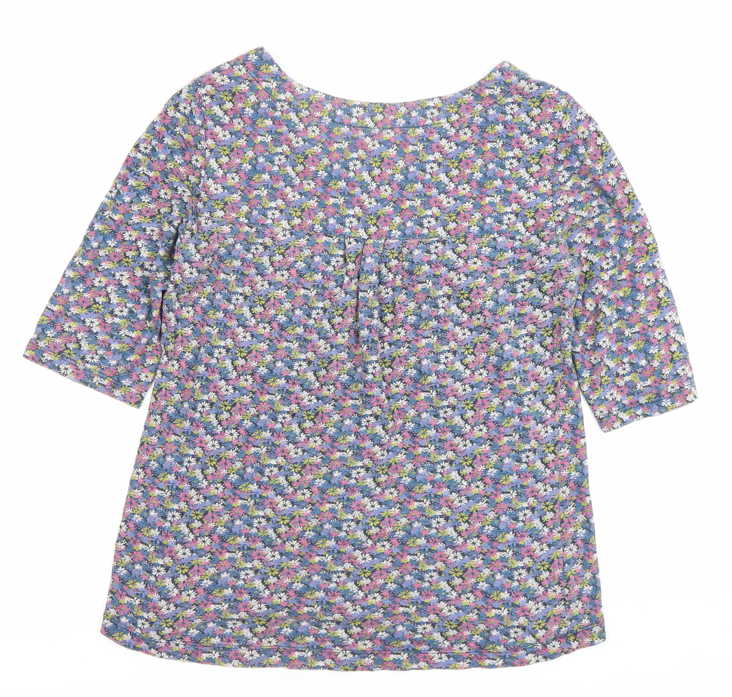 Mistral Women’s Multicoloured Floral Tunic Blouse L Cotton 3/4 Sleeve