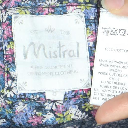 Mistral Women’s Multicoloured Floral Tunic Blouse L Cotton 3/4 Sleeve