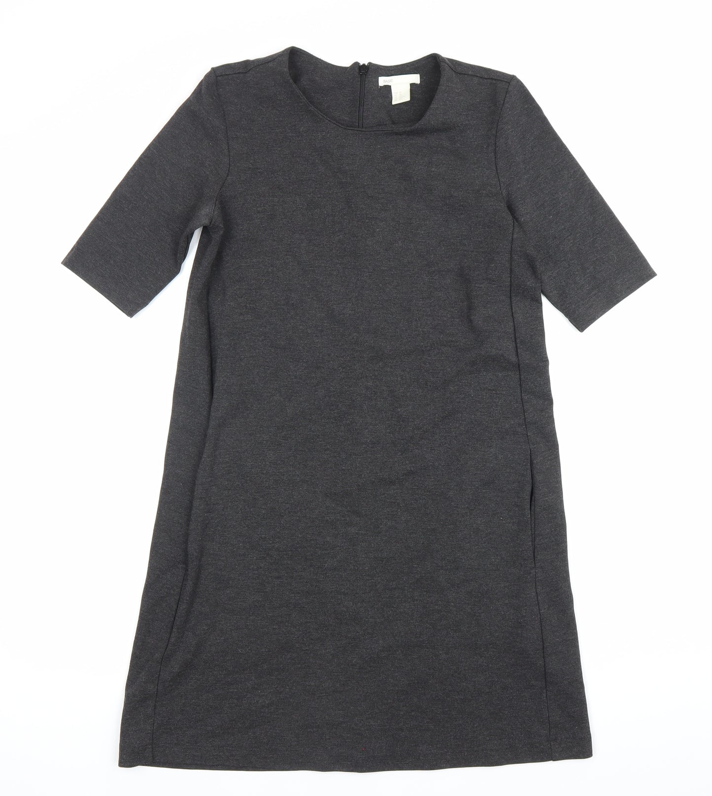 H&M Women’s Grey Shift Dress XS Half Sleeve Knee Length Workwear