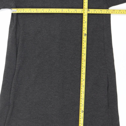 H&M Women’s Grey Shift Dress XS Half Sleeve Knee Length Workwear