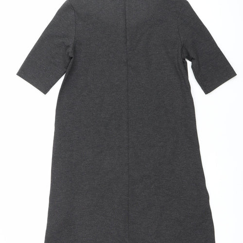 H&M Women’s Grey Shift Dress XS Half Sleeve Knee Length Workwear