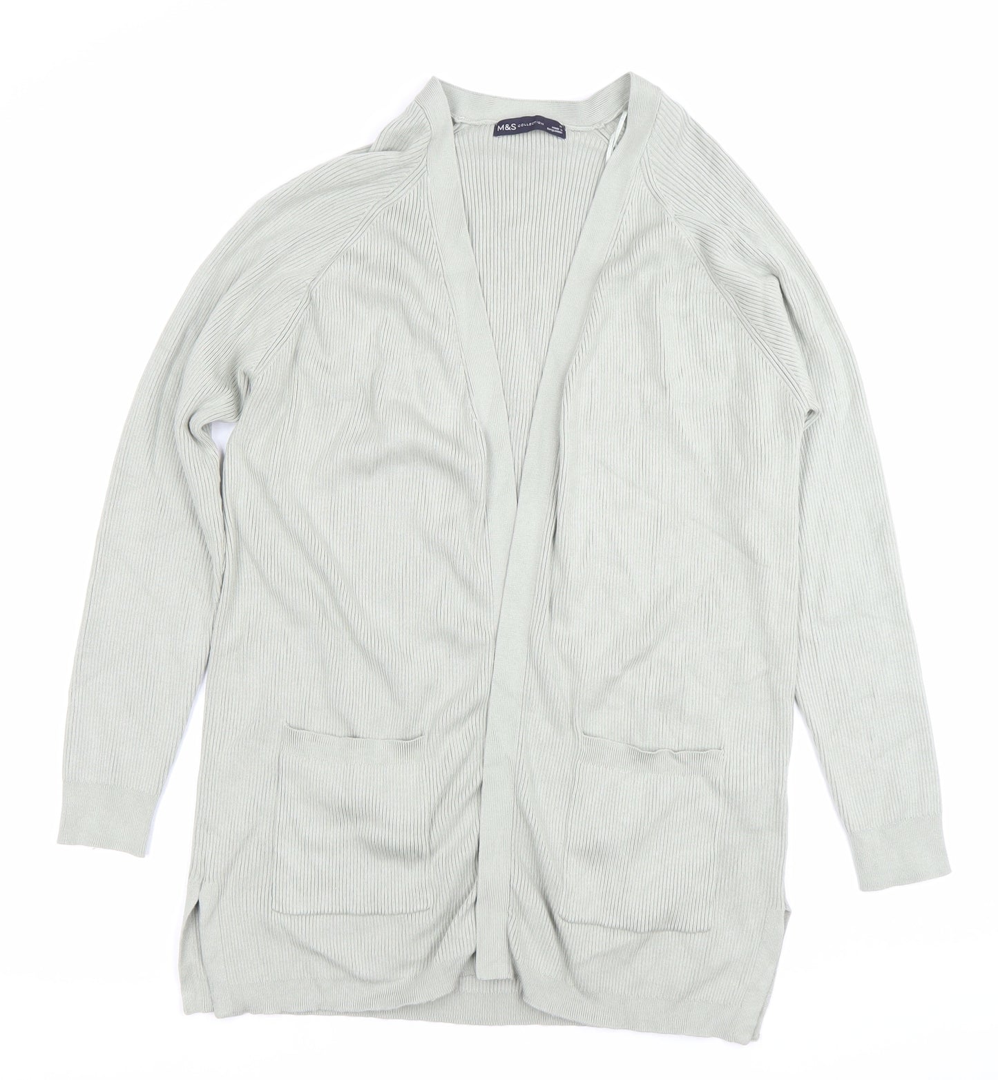 Marks and Spencer Womens Grey M Knit Longline Cardigan Pockets