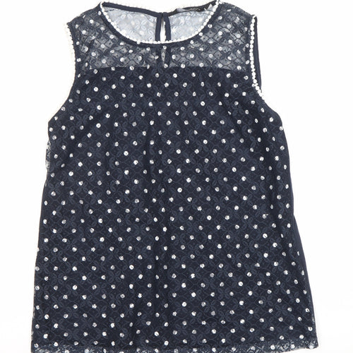 Dorothy Perkins Women’s Blue Sequin Lace Sleeveless Blouse Size 14