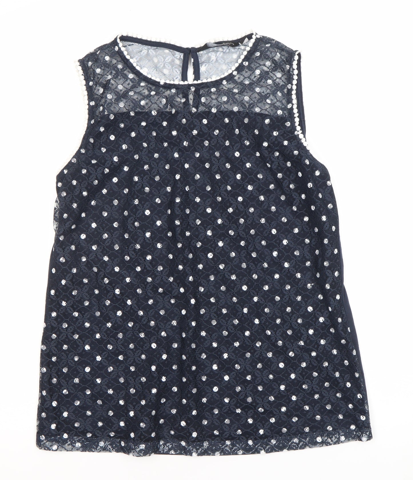 Dorothy Perkins Women’s Blue Sequin Lace Sleeveless Blouse Size 14