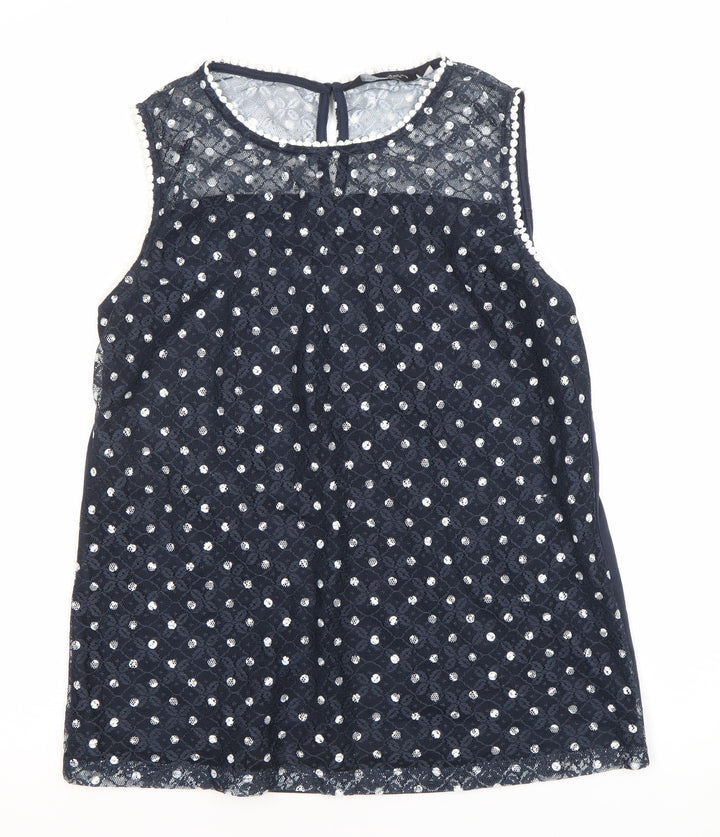Dorothy Perkins Women’s Blue Sequin Lace Sleeveless Blouse Size 14