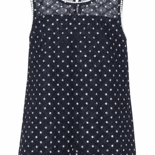 Dorothy Perkins Women’s Blue Sequin Lace Sleeveless Blouse Size 14