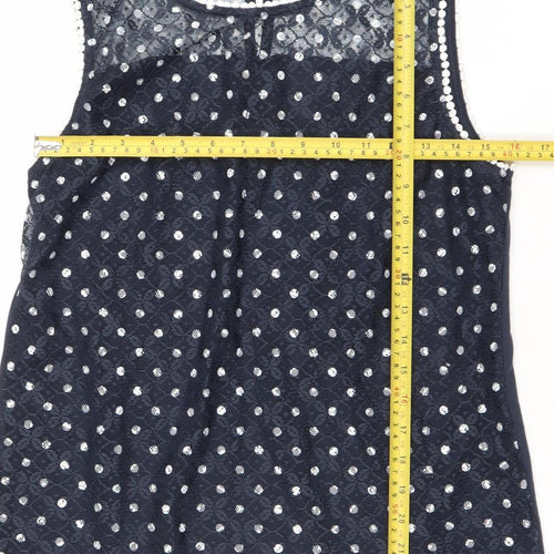 Dorothy Perkins Women’s Blue Sequin Lace Sleeveless Blouse Size 14