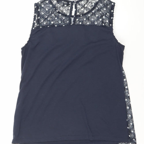 Dorothy Perkins Women’s Blue Sequin Lace Sleeveless Blouse Size 14