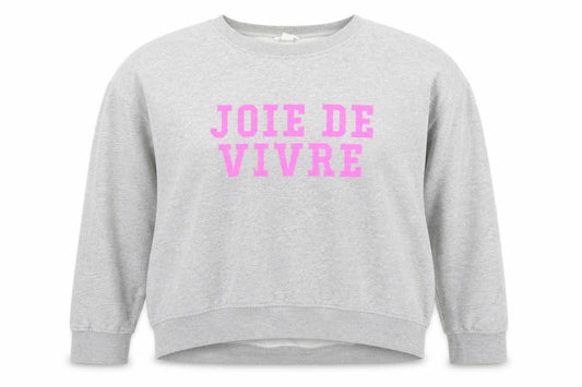 Front view of Basic Women’s Grey Sweatshirt, size UK 12, Pullover Crew Neck Graphic Print