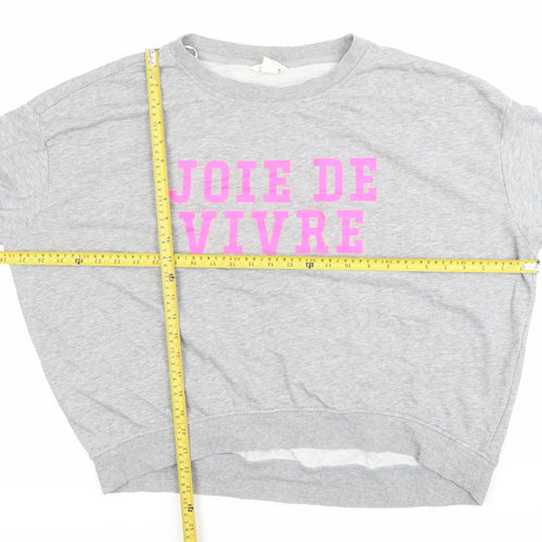 Basic Women’s Grey Sweatshirt Size 12 Pullover Crew Neck Graphic Print