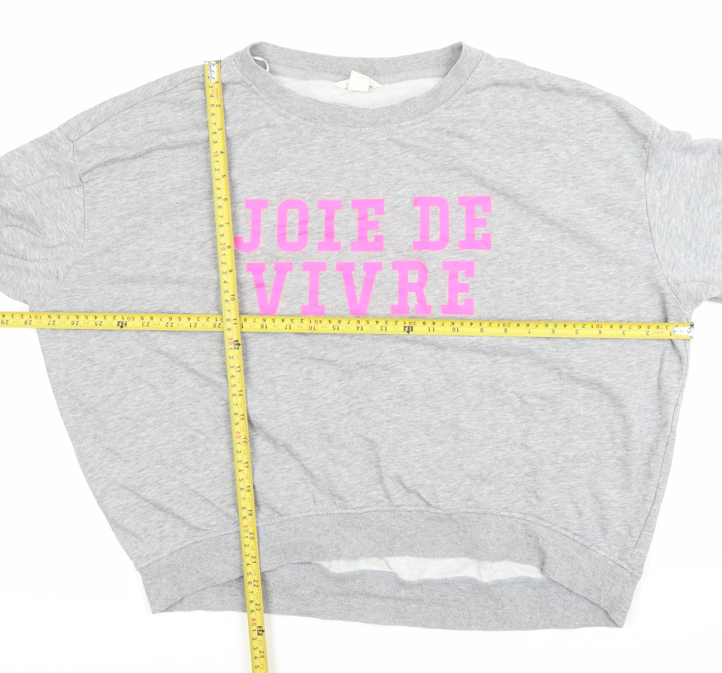 Basic Women’s Grey Sweatshirt Size 12 Pullover Crew Neck Graphic Print