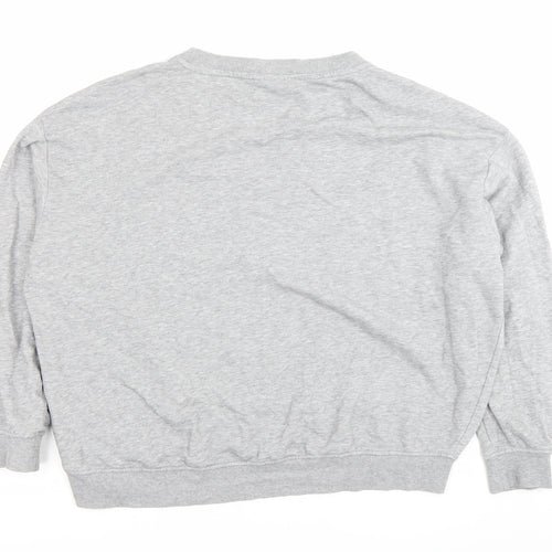 Basic Women’s Grey Sweatshirt Size 12 Pullover Crew Neck Graphic Print