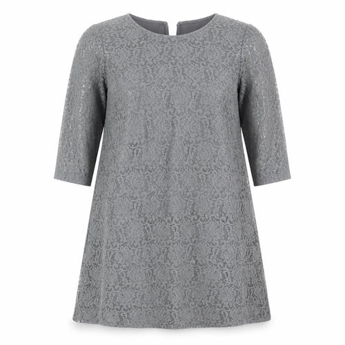 Simply Be Women Grey Lace Sheath Dress Size 14 Knee Length 3/4 Sleeve