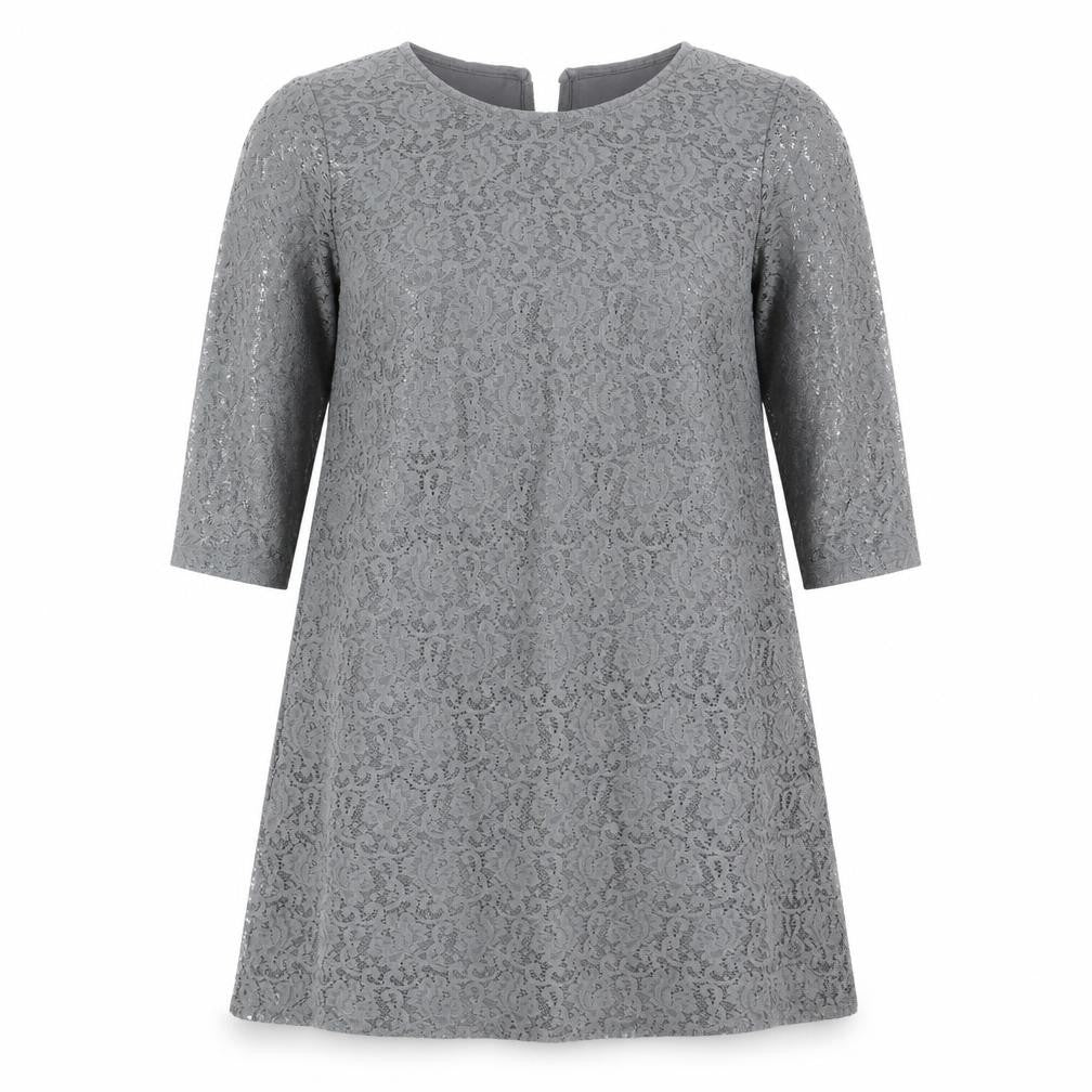 Simply Be Women Grey Lace Sheath Dress Size 14 Knee Length 3/4 Sleeve