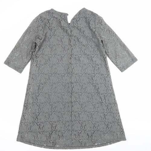 Simply Be Women Grey Lace Sheath Dress Size 14 Knee Length 3/4 Sleeve