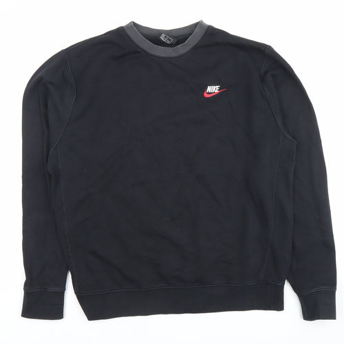 Nike Men’s Black Pullover Sweatshirt M Crew Neck Logo Sportswear