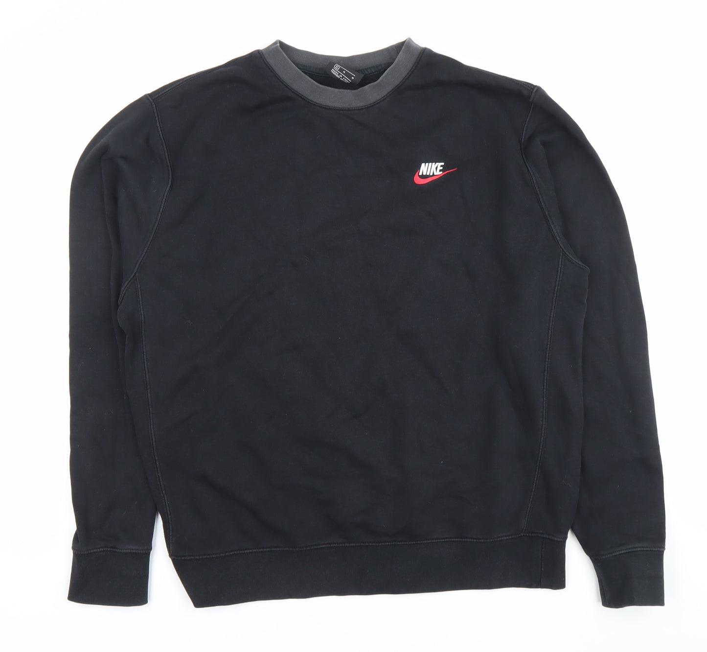 Nike Men’s Black Pullover Sweatshirt M Crew Neck Logo Sportswear