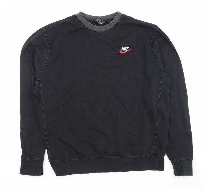 Nike Men’s Black Pullover Sweatshirt M Crew Neck Logo Sportswear