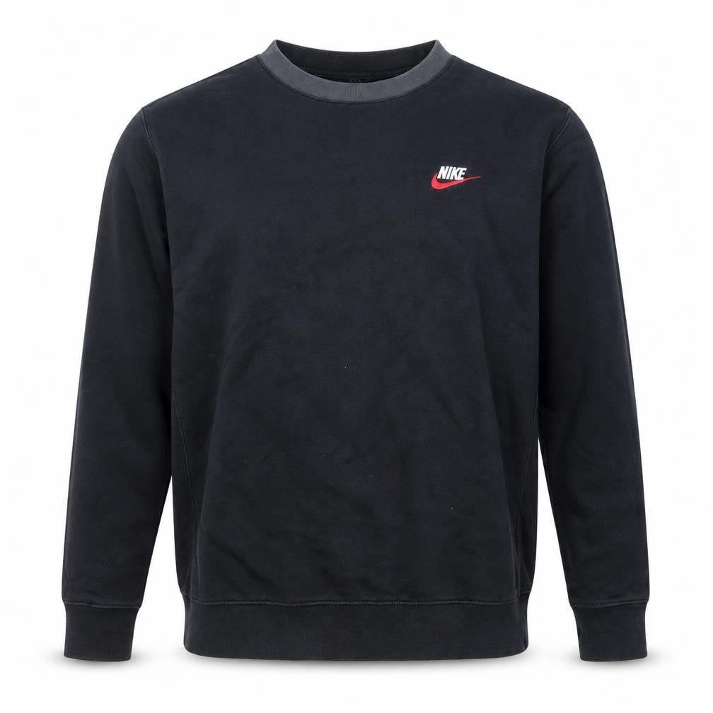 Front view of Nike Men’s Black Pullover Sweatshirt M Crew Neck Logo Sportswear