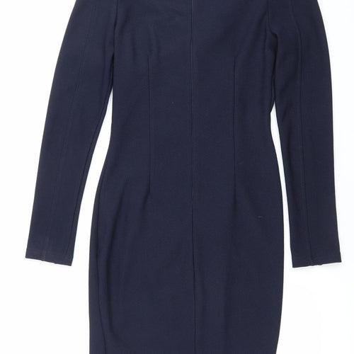 AX Paris Women’s Blue Size 10 Bodycon V-Neck Long Sleeve Dress