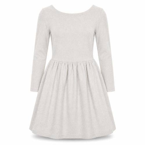 Topshop Women’s Beige Glitter Skater Dress Size 8 Long Sleeve Scoop Neck