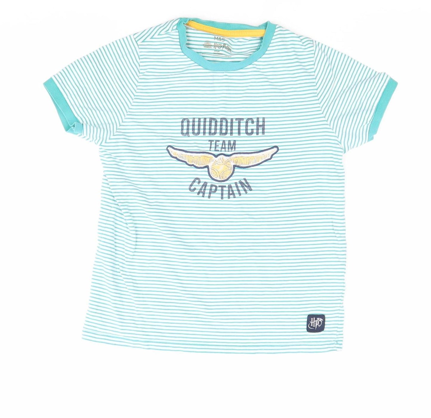 Marks and Spencer Harry Potter Boys Blue Striped T-Shirt 8-9 Years