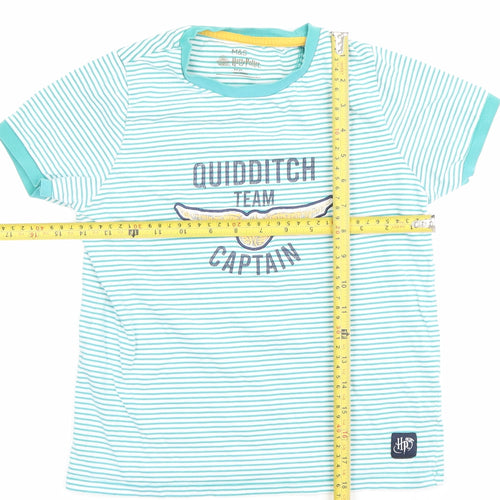 Marks and Spencer Harry Potter Boys Blue Striped T-Shirt 8-9 Years