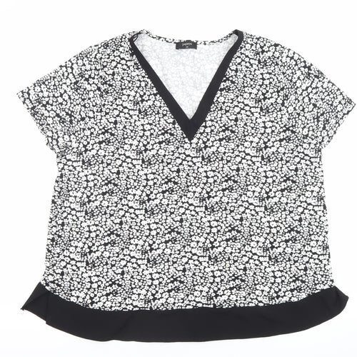 Papaya Womens Black Floral V-Neck Tunic Blouse Size 20