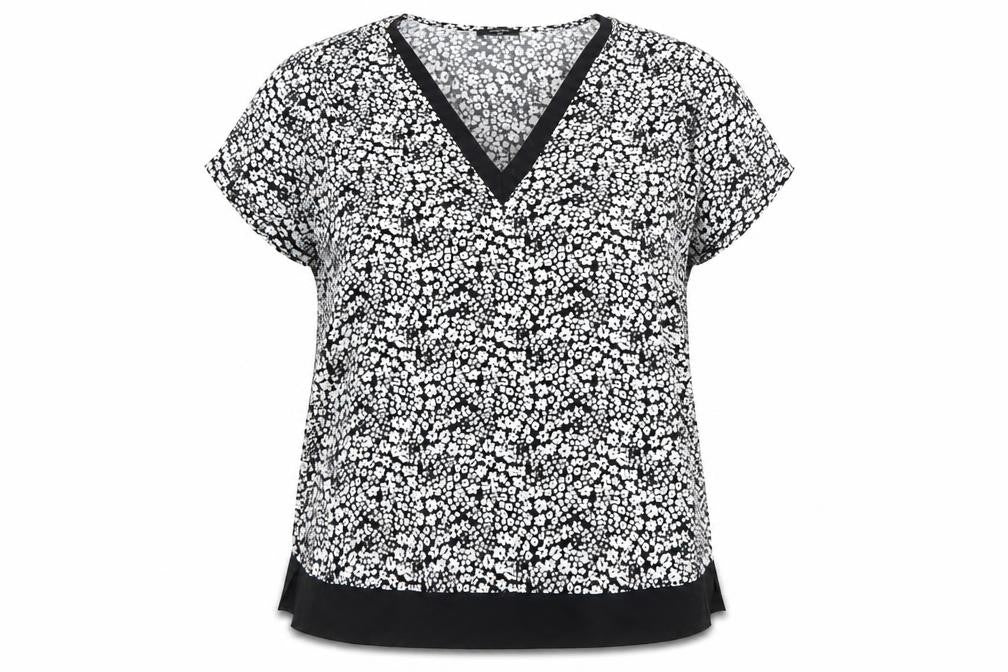 Papaya Womens Black Floral V-Neck Tunic Blouse Size 20