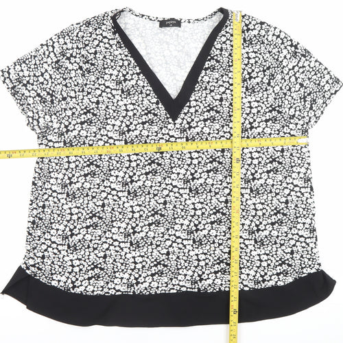 Papaya Womens Black Floral V-Neck Tunic Blouse Size 20