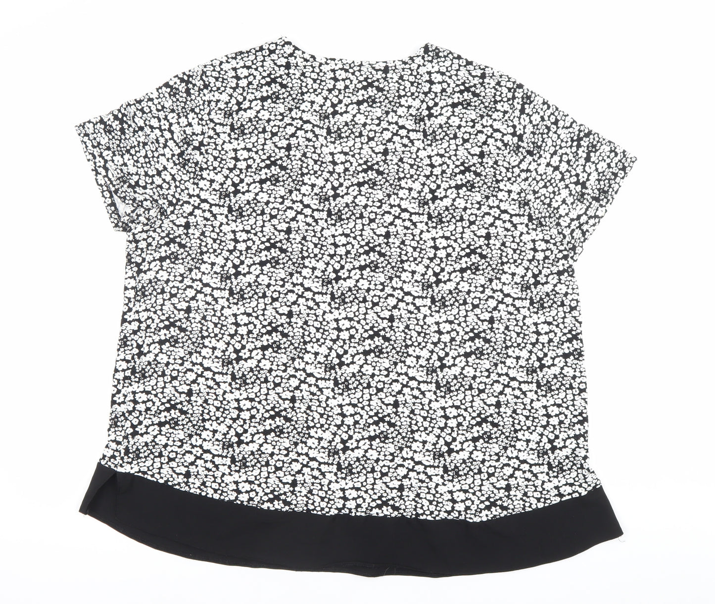 Papaya Womens Black Floral V-Neck Tunic Blouse Size 20