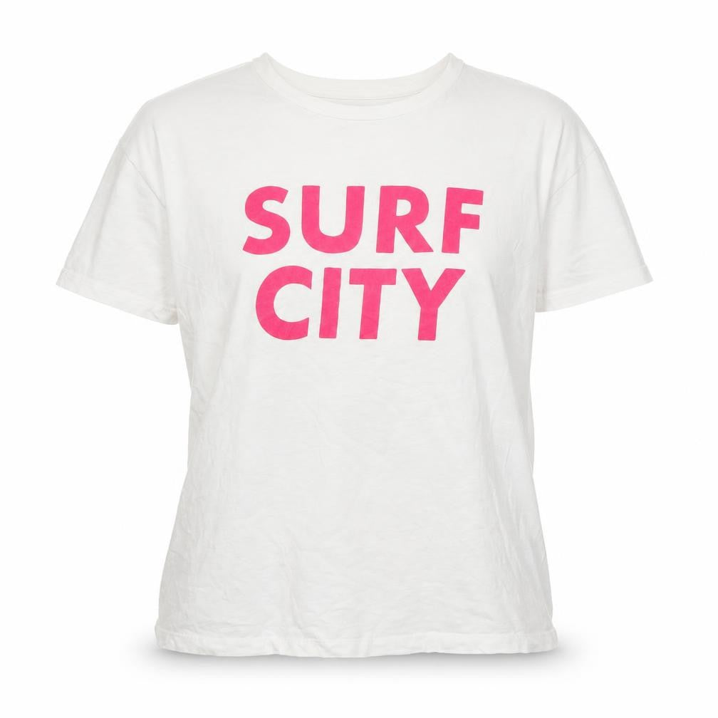 Marks and Spencer Womens White Surf City T-Shirt Size 12 Regular Fit