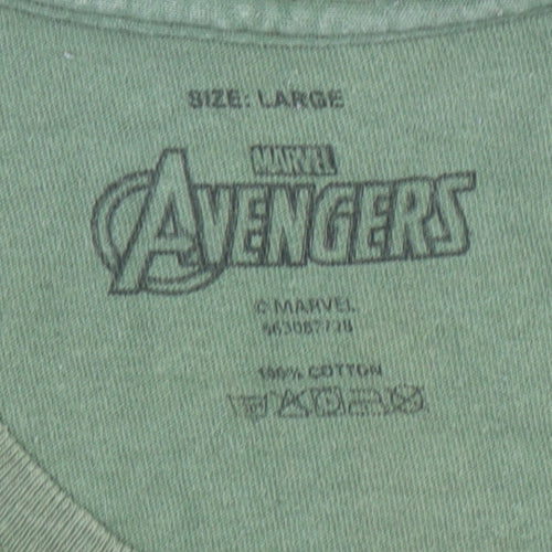 Marvel Avengers Men's Green L Graphic Print Cotton T-Shirt
