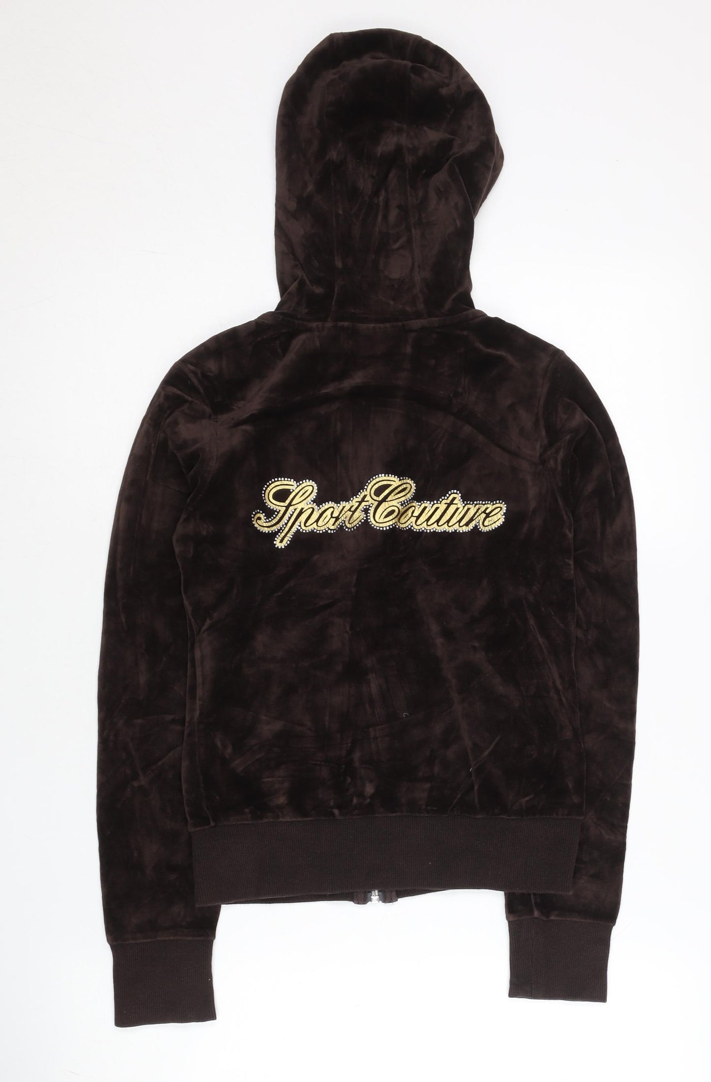 Fila Women’s Brown Full Zip Hoodie Size 8 Velour Sport Logo