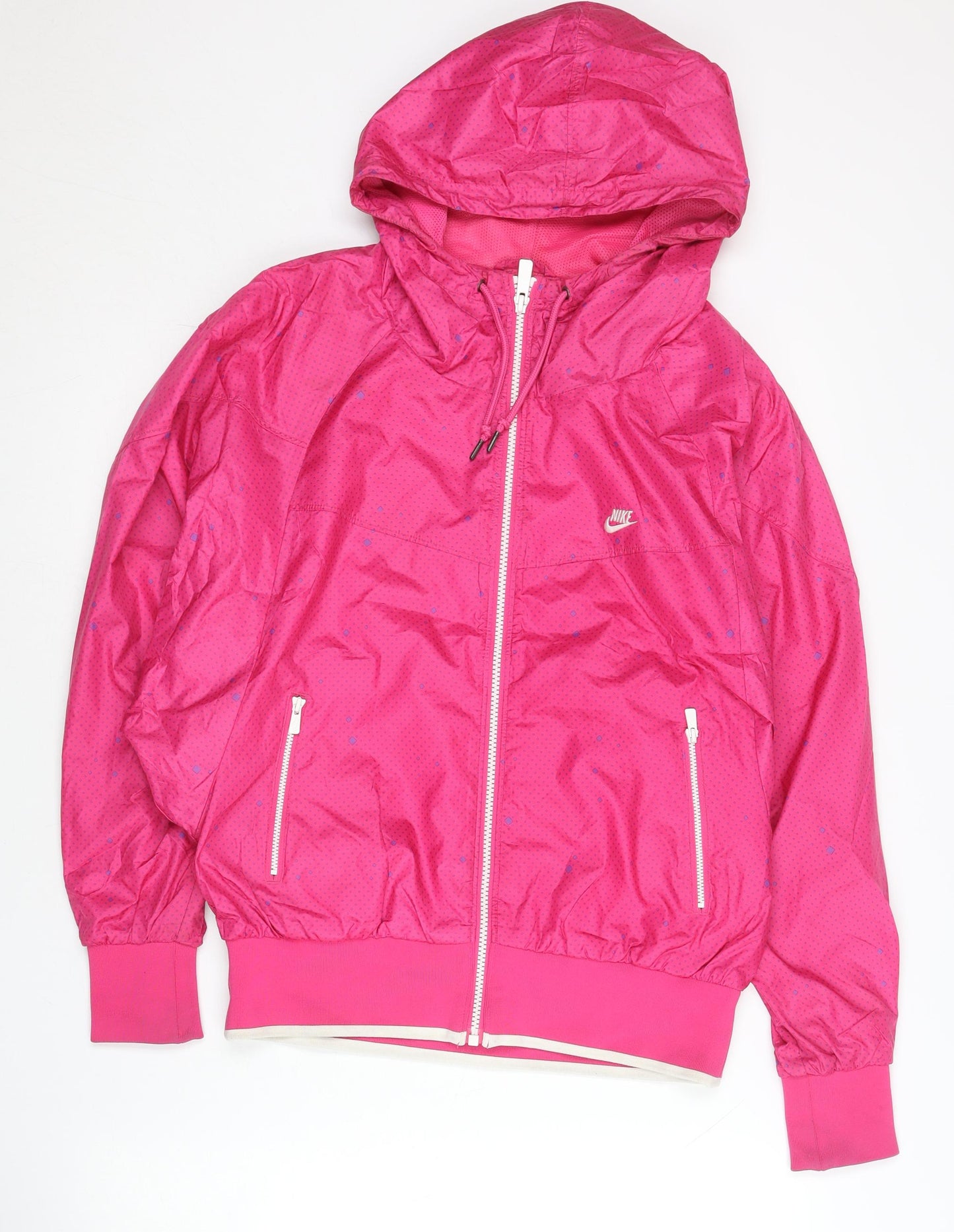 Nike Womens Pink Windbreaker Jacket Size M Hooded Lightweight Sport