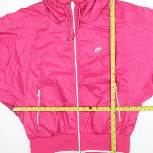 Nike Womens Pink Windbreaker Jacket Size M Hooded Lightweight Sport