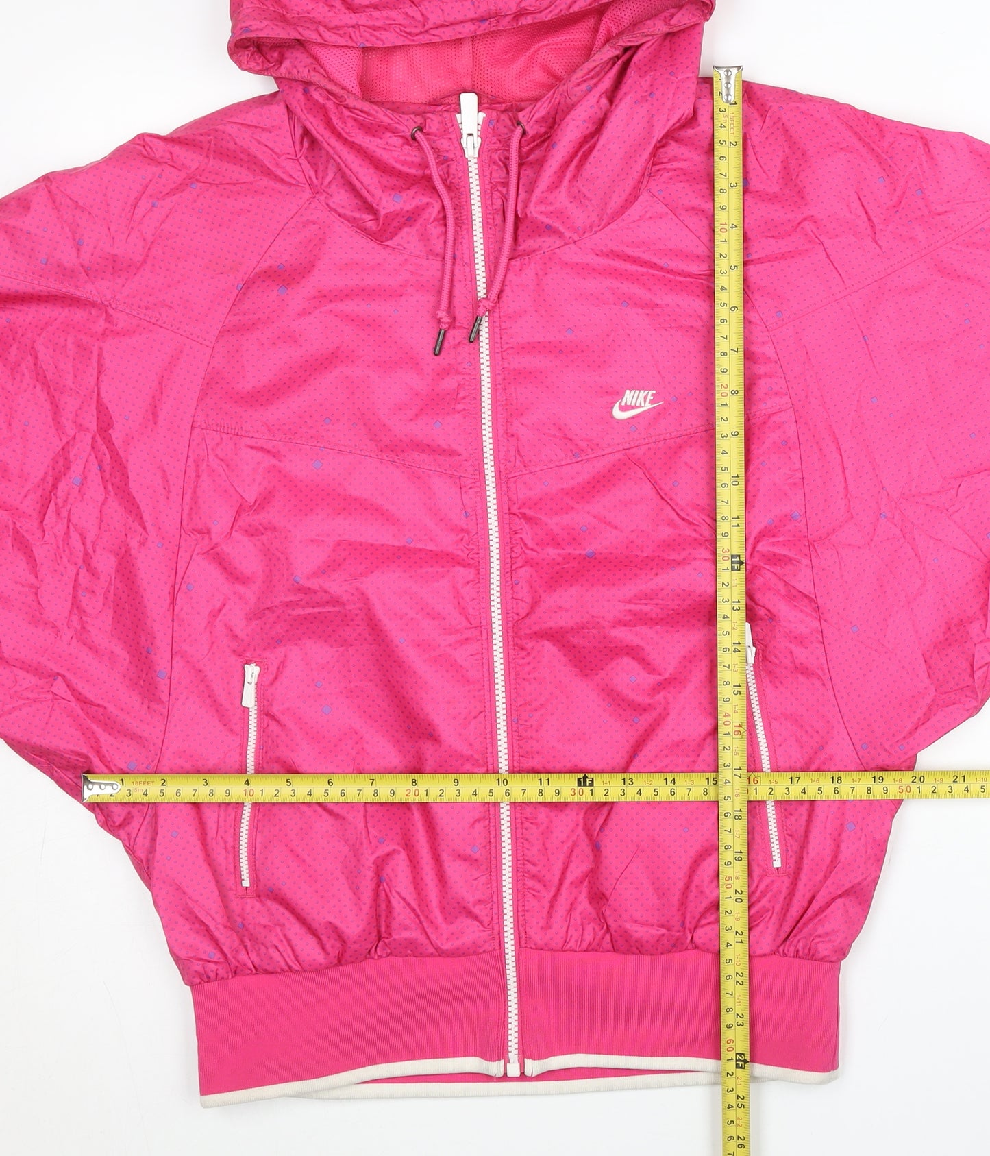 Nike Womens Pink Windbreaker Jacket Size M Hooded Lightweight Sport