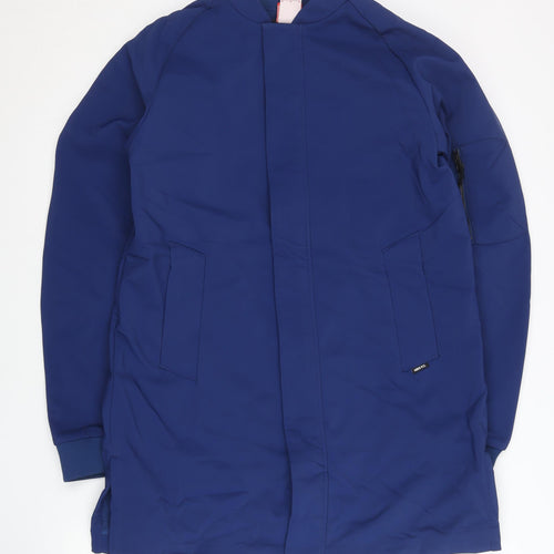 Nike Womens Blue Mid-Length Zip Jacket Size M Sports Casual
