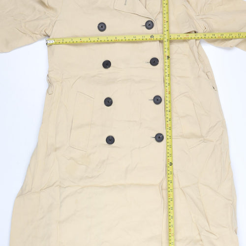 Tommy Hilfiger Women's Beige Trench Coat Size 8 Long Belted Cotton Blend