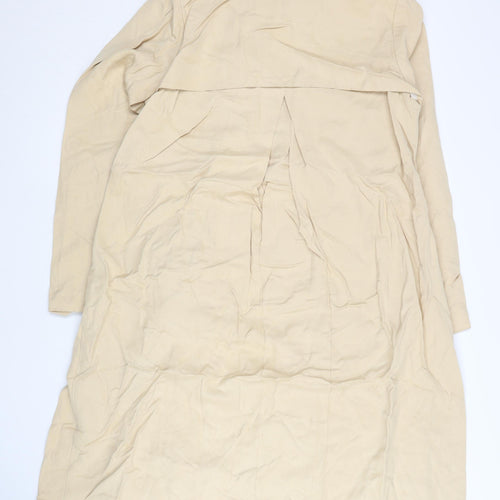 Tommy Hilfiger Women's Beige Trench Coat Size 8 Long Belted Cotton Blend