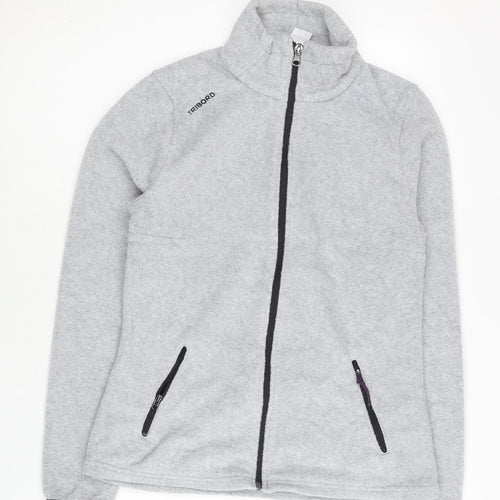 Decathlon Tribord Womens Grey Fleece Jacket Size 10 Full Zip Pockets
