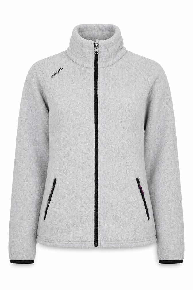Decathlon Tribord Womens Grey Fleece Jacket Size 10 Full Zip Pockets
