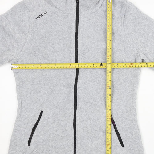 Decathlon Tribord Womens Grey Fleece Jacket Size 10 Full Zip Pockets
