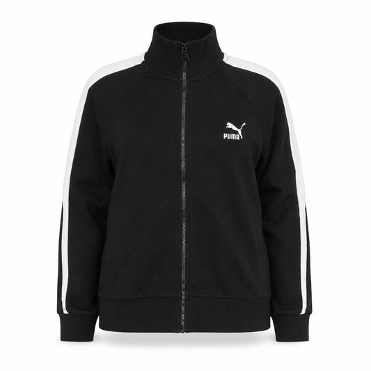 Front view of Puma Women Black XL Track Jacket Full Zip Cotton Blend Sportswear