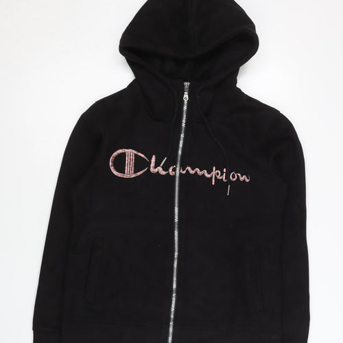 Champion Womens Black Medium Full Zip Hoodie Cotton Logo