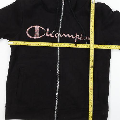 Champion Womens Black Medium Full Zip Hoodie Cotton Logo