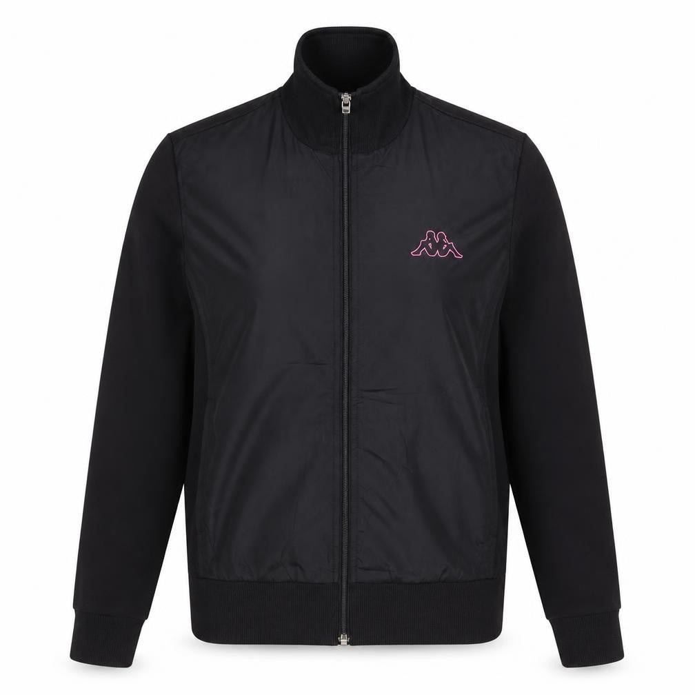Front view of Kappa Women's Black Medium Track Jacket Full Zip Sportswear
