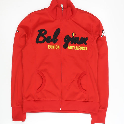 Kappa Women’s Red Track Jacket Size 8 Belgium Logo Full Zip Sportswear
