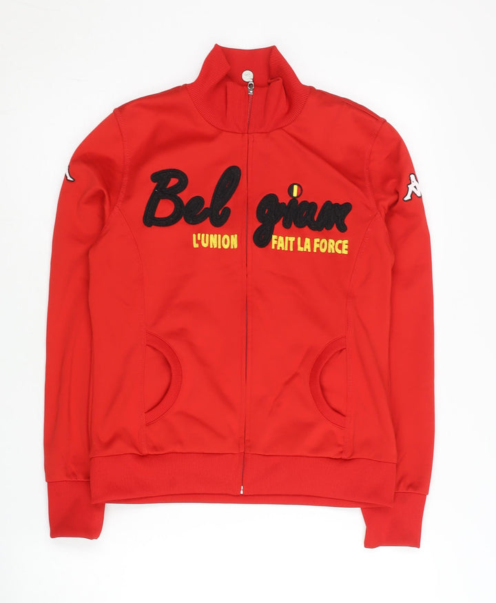 Kappa Women’s Red Track Jacket Size 8 Belgium Logo Full Zip Sportswear